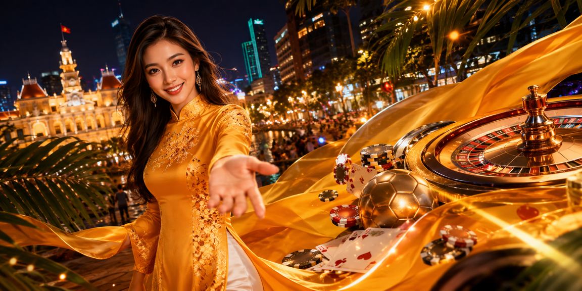 Người dùng tại TP.HCM đặt cược thể thao trực tuyến trên điện thoại với trang phục áo dài truyền thống
